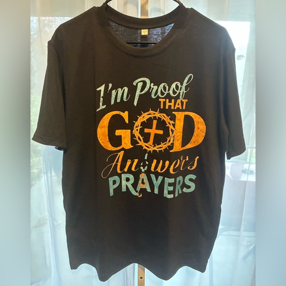 Inspirational Black Graphic T-Shirt with Orange and Blue Text - Picture 2 of 2